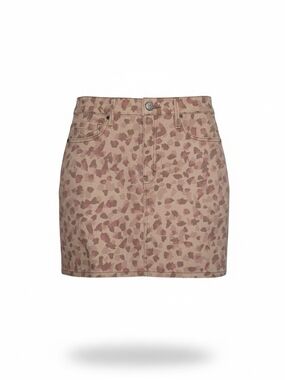 Leopard Print Pink Denim Mini Skirt